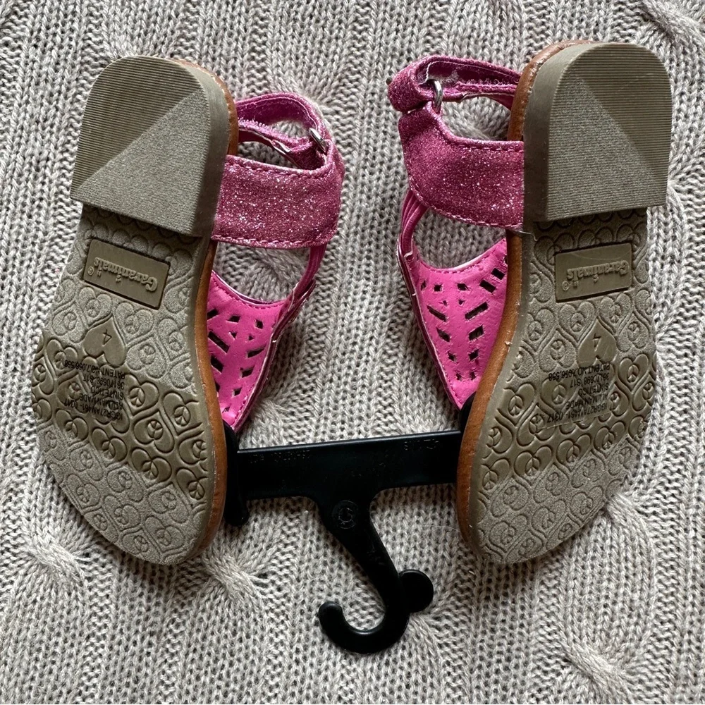NWT Garanimals Baby Girl Shoes, Pink Glitter Thong Sandals, Size 4